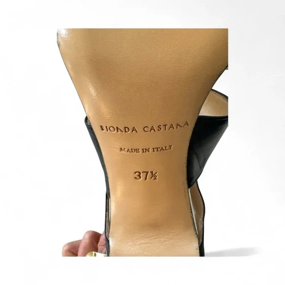 US 7.5 ❤️Made ITALY Bionda Castana‎ Blue White Leather Crossover Booties